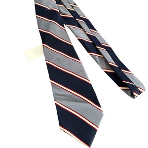 NWT Vintage Liberty of London 100% Silk Striped Necktie Tie Gray Blue New Career